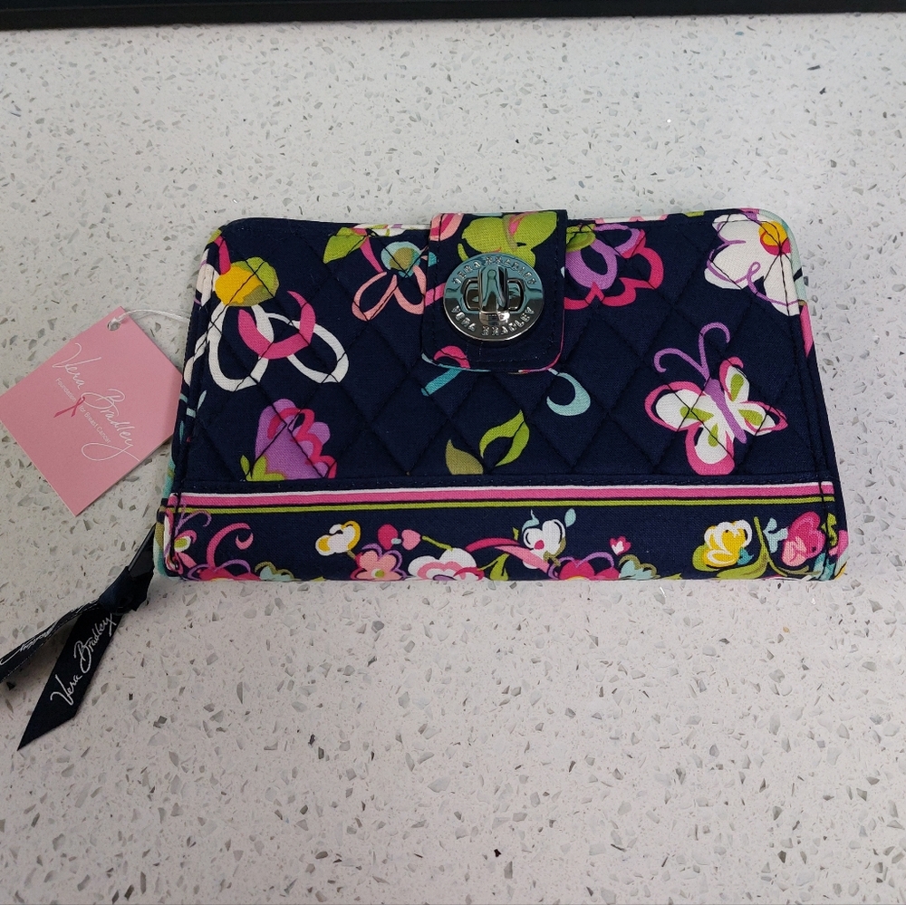 Vera Bradley RFID turn lock wallet Ribbons NWT